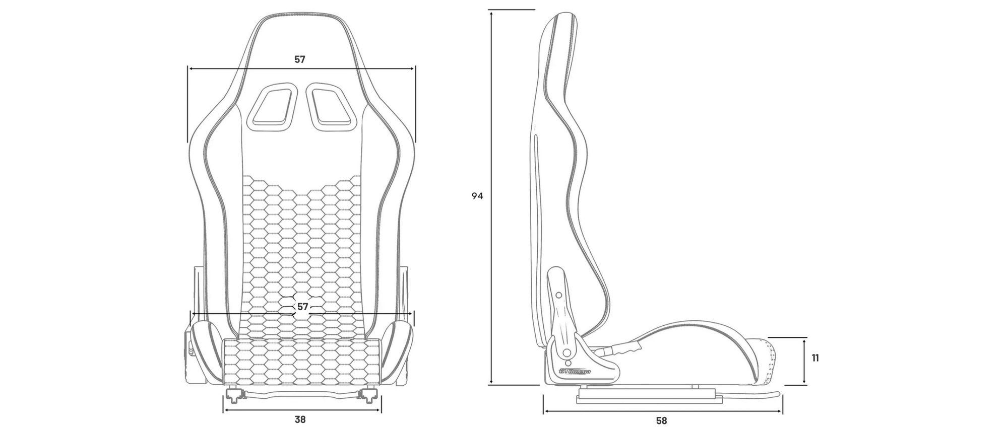 XL RS Simulator Seat V2 dimensions